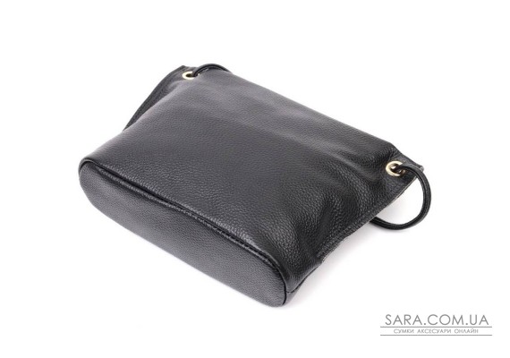 Жіноча трапецієподібна сумка з натуральної шкіри Vintage 22395 Чорна