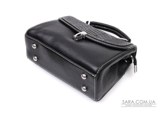 Шкіряна сумка для жінок з цікавою засувкою Vintage 22416 Чорний