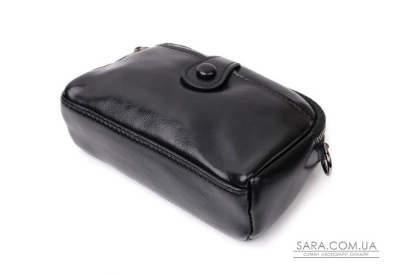 Дивовижна жіноча шкіряна сумка з глянсовою поверхнею Vintage 22422 Чорний