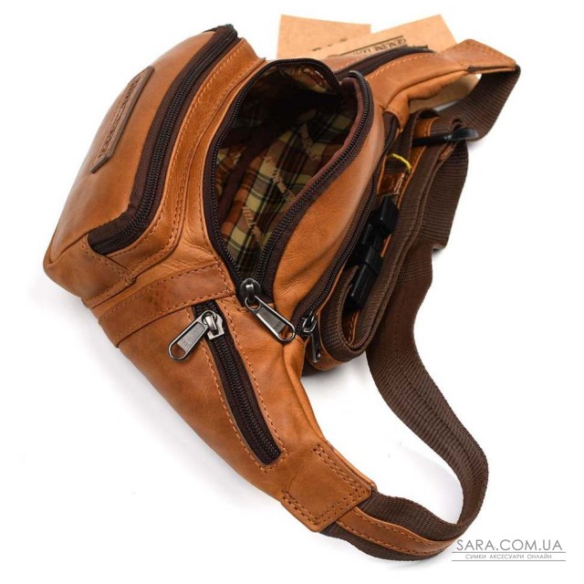 Напоясная сумка мужская из кожи Hill Burry HB3044B коньячная Напоясная сумка мужская из кожи Hill Burry HB3044B коньячная