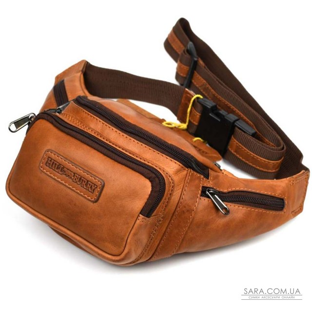 Напоясная сумка мужская из кожи Hill Burry HB3044B коньячная Напоясная сумка мужская из кожи Hill Burry HB3044B коньячная