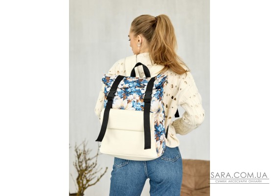 Рюкзак ролл Sambag унисекс RollTop Milton с принтом Blue flowers