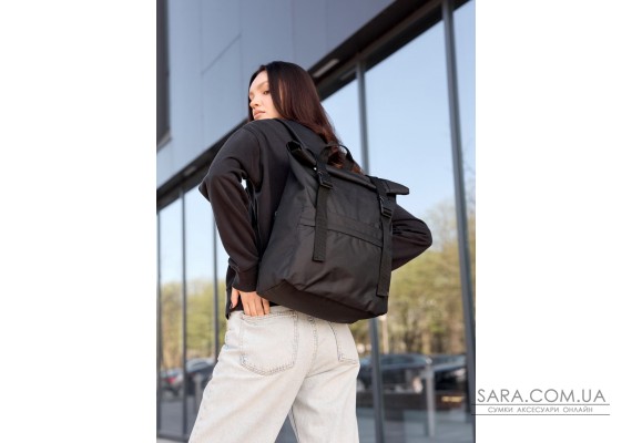 Жіночий рюкзак рол Sambag RollTop Milton чорний тканинний