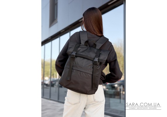 Рюкзак ролл Sambag RollTop Milton чорний тканевий