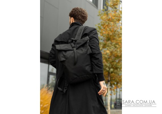 Мужской рюкзак ролл Sambag RollTop KZN черный тканевый