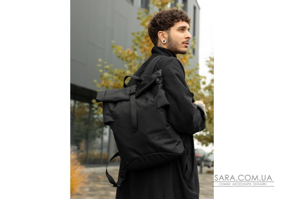 Мужской рюкзак ролл Sambag RollTop KZN черный тканевый