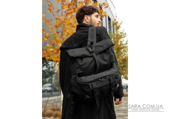 Мужской рюкзак ролл Sambag RollTop Double черный тканевый