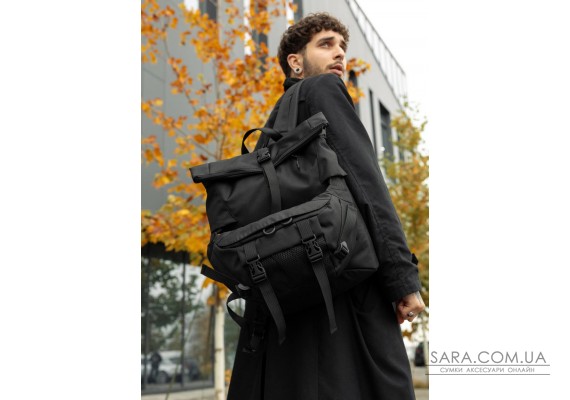 Мужской рюкзак ролл Sambag RollTop Double черный тканевый