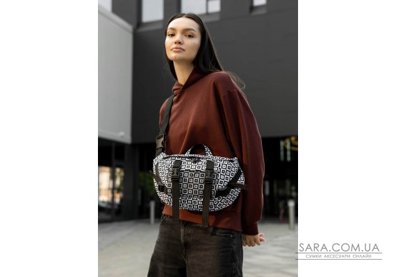 Большая женская поясная сумка бананка Sambag DynamicDart тканевая принт "Cube"