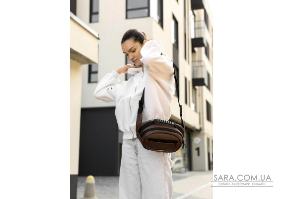 Сумка через плечо женская бананка Sambag Flex шоколад