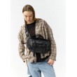 Большая кожаная женская поясная сумка бананка Sambag dynamicdart черная