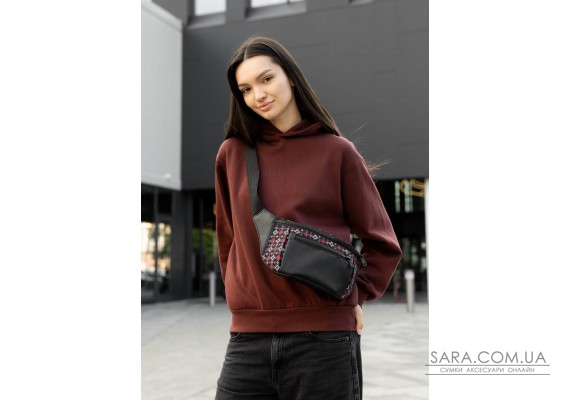 Большая женская сумка на пояс бананка Sambag Tirso Max черная принт