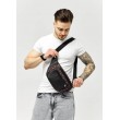 Велика чоловіча сумка на пояс бананка Sambag Tirso Max чорна принт