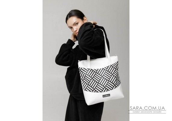 Сумка Sambag Shoper NOVA белая с принтом"StriQ"