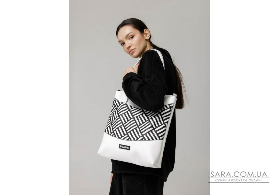 Сумка Sambag Shoper NOVA белая с принтом"StriQ"
