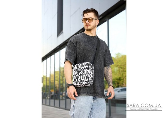 Чоловіча сумка через плече месенджер Sambag Makros принт "Zebra"