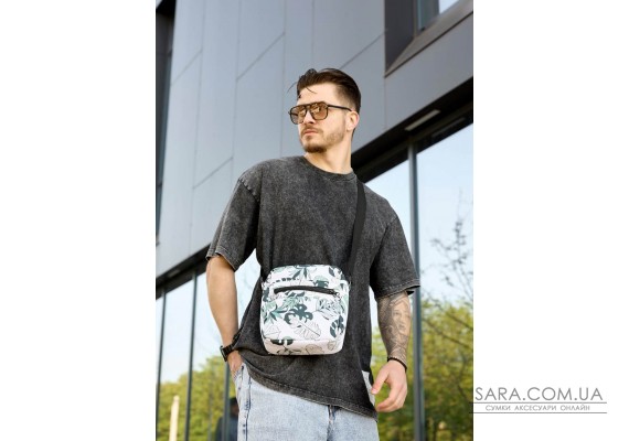 Чоловіча сумка через плече месенджер Sambag Makros принт "Leaves"