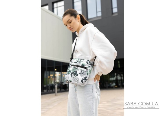 Женская сумка через плечо мессенджер Sambag Makros принт "Leaves"