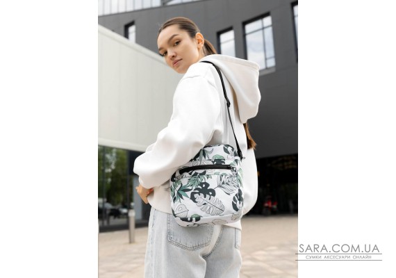 Женская сумка через плечо мессенджер Sambag Makros принт "Leaves"