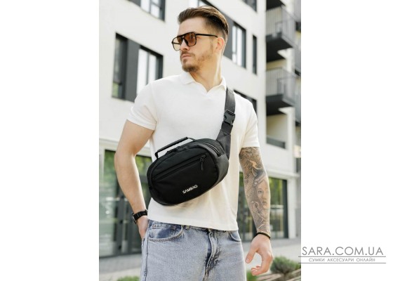 Сумка через плече бананка Sambag Flex чорна тканева