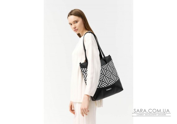 Сумка Sambag Shoper NOVA черная с принтом"StriQ"