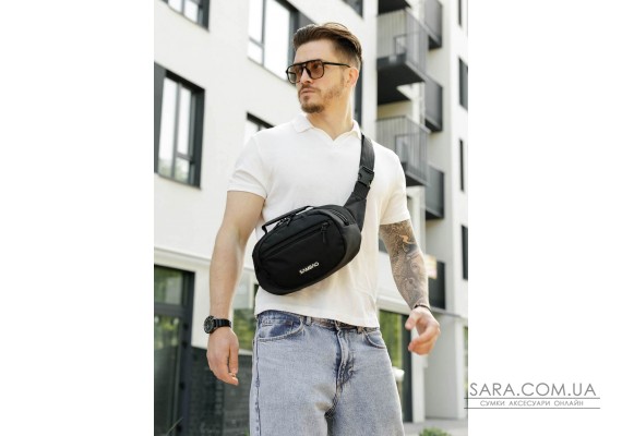 Сумка через плече бананка Sambag Flex чорна тканева