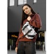 Большая женская поясная сумка бананка Sambag DynamicDart тканевая принт "Square"