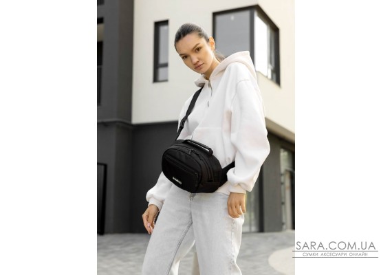 Женская сумка через плечо бананка Sambag Flex черная тканевая
