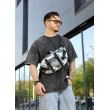 Большая мужская поясная сумка бананка Sambag DynamicDart тканевая принт "Leaves"