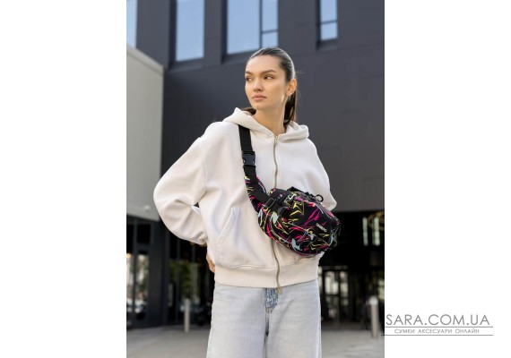 Женская сумка через плечо бананка Sambag Flex Pro принт "ABSTRACT"