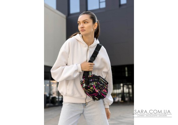 Женская сумка через плечо бананка Sambag Flex Pro принт "ABSTRACT"