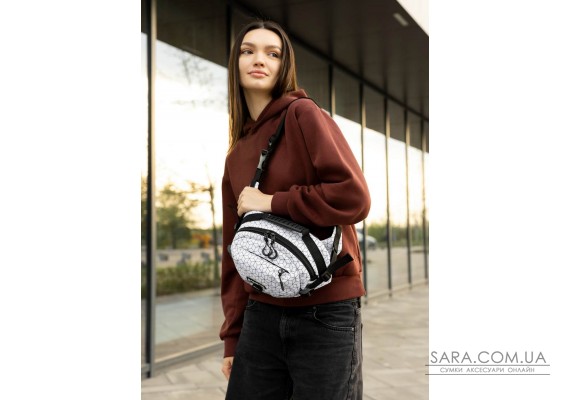 Сумка через плечо женская бананка Sambag Flex Pro принт "Square"