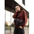 Большая женская поясная сумка бананка Sambag DynamicDart черная тканевая принт