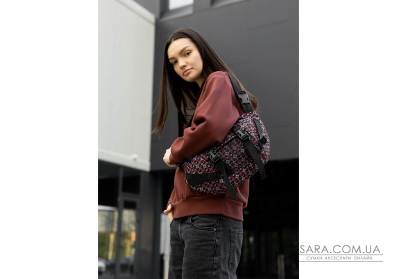 Большая женская поясная сумка бананка Sambag DynamicDart черная тканевая принт