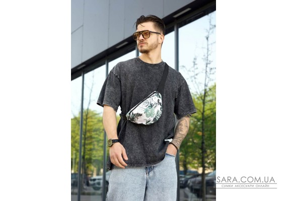 Сумка на пояс бананка Sambag Urban SKHm принт "Leaves"
