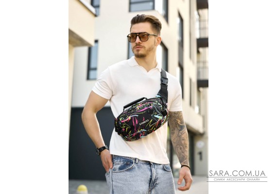 Сумка через плече бананка Sambag Flex Pro принт "ABSTRACT"