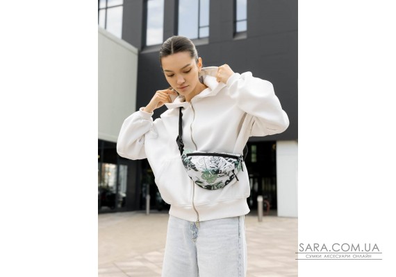 Женская сумка на пояс бананка Sambag Urban SKHm принт "Leaves"