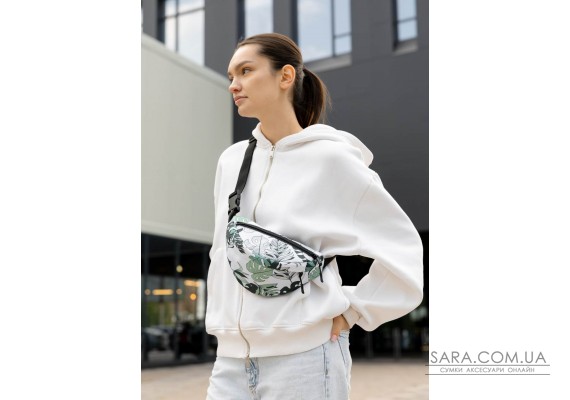 Женская сумка на пояс бананка Sambag Urban SKHm принт "Leaves"