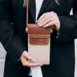 Мини сумка чехол для телефона, панч Grande Pelle 70374323 комбинированная