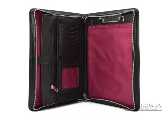 Кожаная папка на молнии формат А4 TARWA GA-1297-4lx с зажимом для бумаг