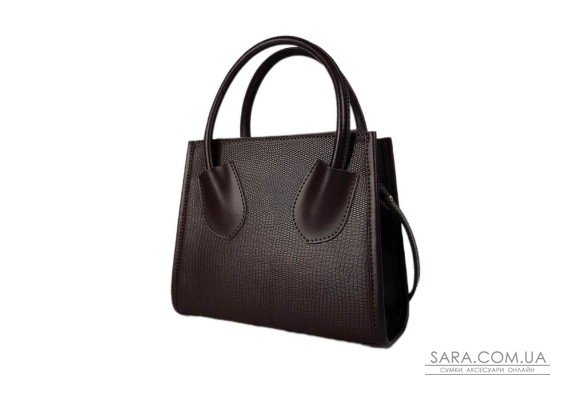 Сумка женская "Пинаколада" натуральная кожа, коричневая (шоколад)  с  тиснением рептилия Сумка женская "Пинаколада" натуральная кожа, коричневая (шоколад)  с  тиснением рептилия