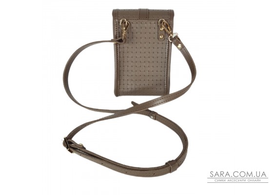 Сумка жіноча "Лайк" натуральна шкіра, бежева (капучіно) тиснення венето , з ланцюжком