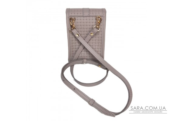 Сумка жіноча "Лайк" натуральна шкіра, бежева (лате) тиснення венето , з ланцюжком