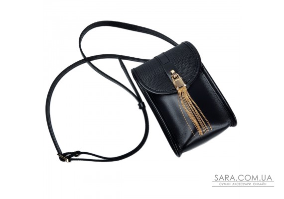 Сумка жіноча "Лайк" натуральна шкіра, чорна тиснення рептилія матова