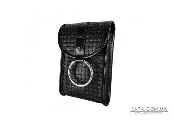 Сумка жіноча "Лайк" натуральна шкіра, чорна тиснення  венето , з кільцем