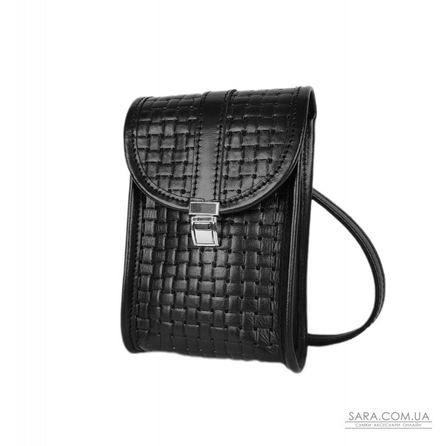 Сумка жіноча "Лайк" натуральна шкіра, чорна тиснення  венето , з замком клавіша Сумка жіноча "Лайк" натуральна шкіра, чорна тиснення  венето , з замком клавіша