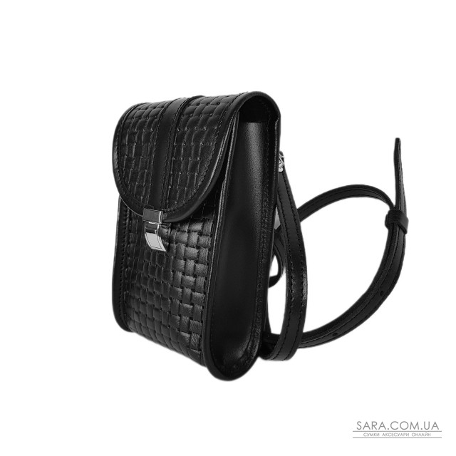 Сумка жіноча "Лайк" натуральна шкіра, чорна тиснення  венето , з замком клавіша Сумка жіноча "Лайк" натуральна шкіра, чорна тиснення  венето , з замком клавіша
