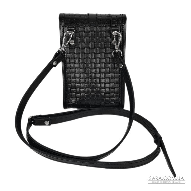 Сумка жіноча "Лайк" натуральна шкіра, чорна тиснення  венето , з замком клавіша Сумка жіноча "Лайк" натуральна шкіра, чорна тиснення  венето , з замком клавіша