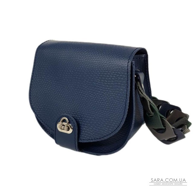 Сумка жіноча "Кенді" ремінь-плетіння натуральна шкіра, синя матова, тиснення рептилія Сумка жіноча "Кенді" ремінь-плетіння натуральна шкіра, синя матова, тиснення рептилія