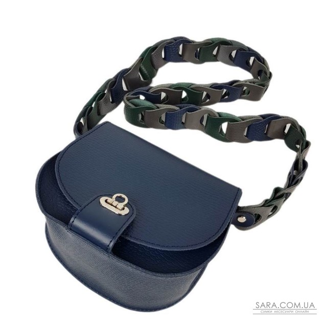 Сумка жіноча "Кенді" ремінь-плетіння натуральна шкіра, синя матова, тиснення рептилія Сумка жіноча "Кенді" ремінь-плетіння натуральна шкіра, синя матова, тиснення рептилія